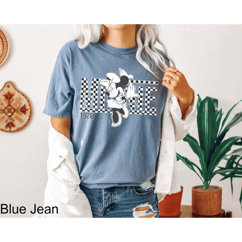 Retro Minnie Mouse Shirt, Vintage Minnie Checkered Shirt, Women Disneyworld Shirts, Disney Family Vacation, Classic Minnie, Disney Trip Tee - 3.jpg