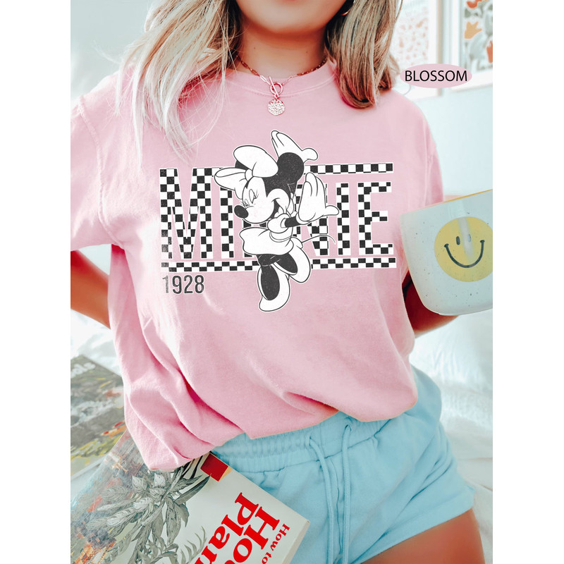 Retro Minnie Mouse Shirt, Vintage Minnie Checkered Shirt, Women Disneyworld Shirts, Disney Family Vacation, Classic Minnie, Disney Trip Tee - 4.jpg