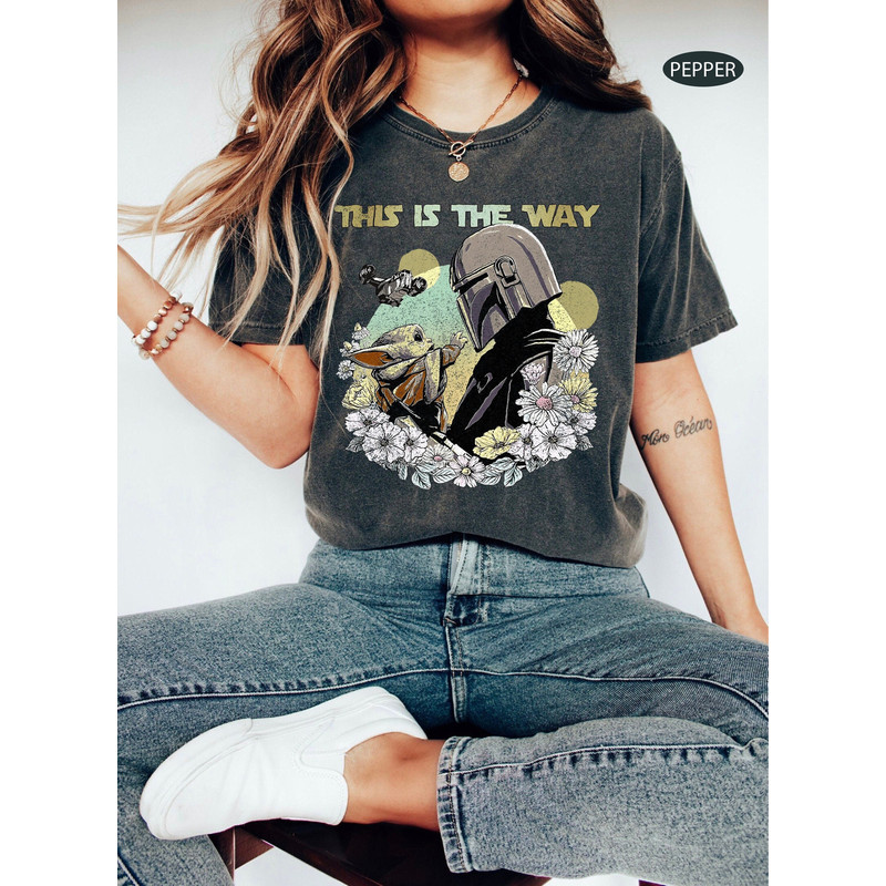 Vintage Star Wars Shirt, This Is The Way Comfort Colors Shirt, Vintage Floral Star War, The Mandalorian Shirt, Disney Star Wars, Disney Trip - 1.jpg