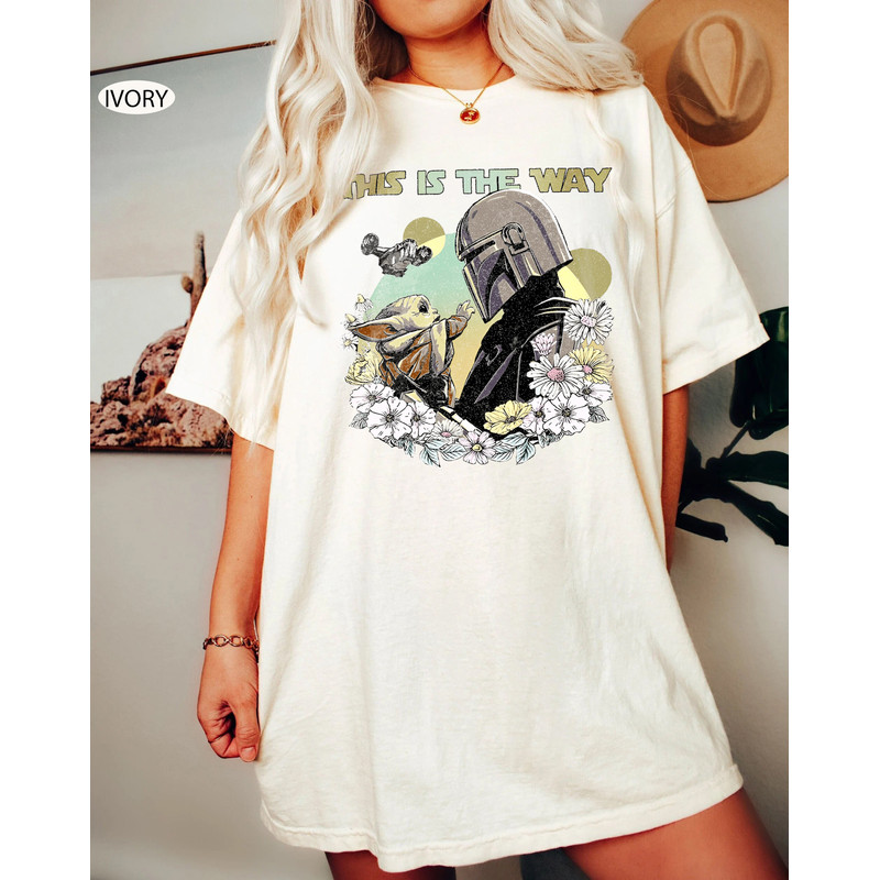 Vintage Star Wars Shirt, This Is The Way Comfort Colors Shirt, Vintage Floral Star War, The Mandalorian Shirt, Disney Star Wars, Disney Trip - 2.jpg