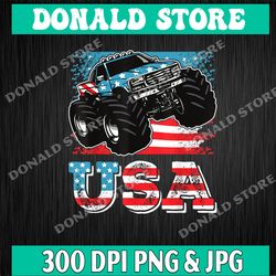 monster truck toddler boys usa american flag july 4th, patriotic truck sublimation png designs download