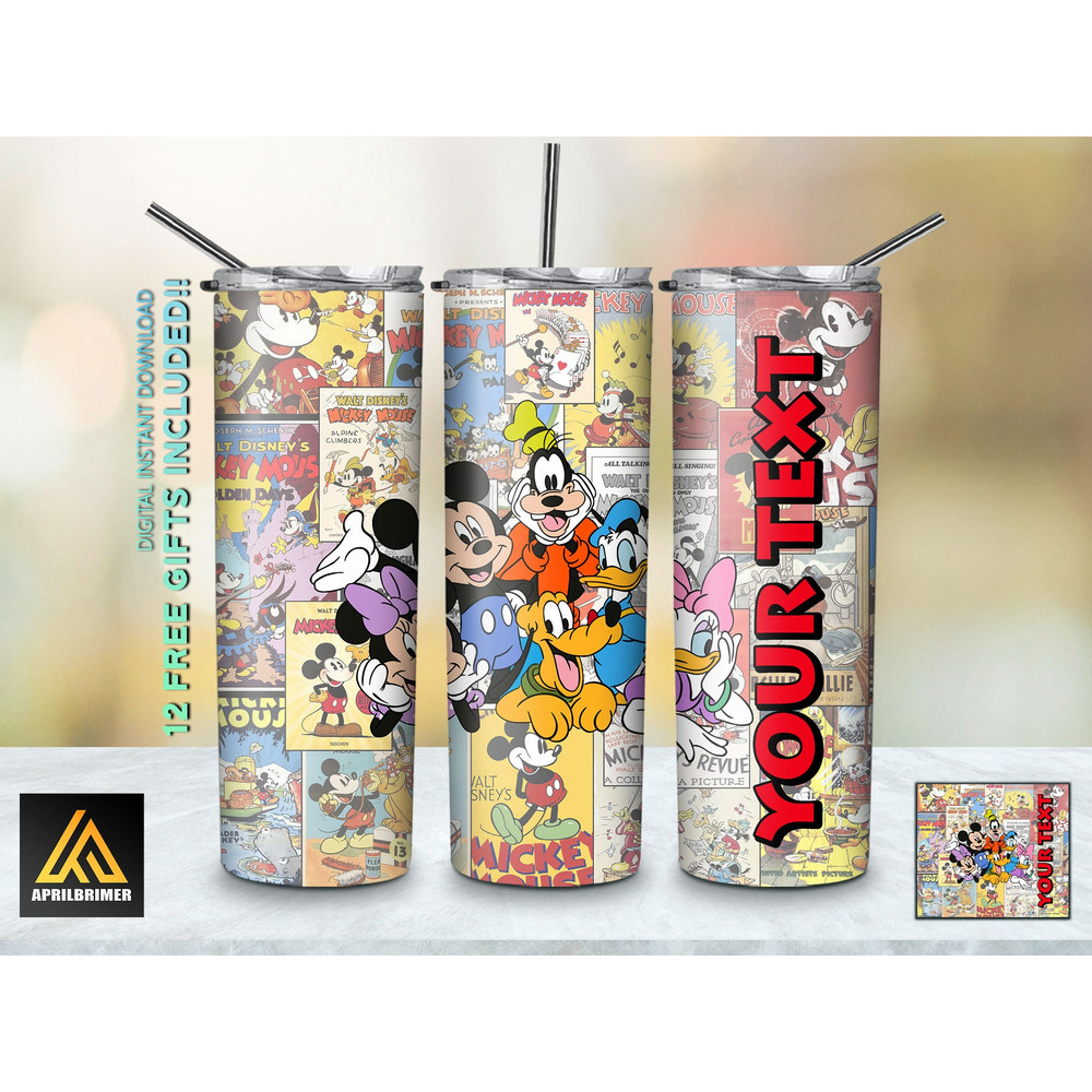 Mickey Mouse The Timeless Classic Tumbler, Mickey Mouse skinny tumbler, Cartoon Characters skinny tumbler.jpg