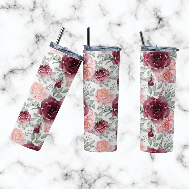 Watercolor Florals Mama Tumbler, Watercolor Florals Mama Skinny Tumbler, Flowers In Bloom Tumbler.png