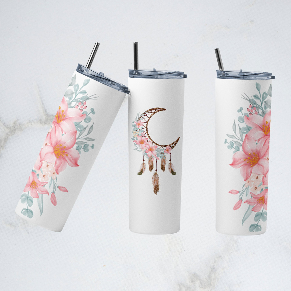 Watercolor Floral Sublimation Designs For Tumbler Downloads Watercolor flower Skinny Tumbler Templates 20oz Design PNG Commercial Use-9.jpg.png