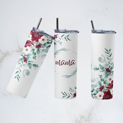 watercolor floral tumbler, watercolor floral skinny tumbler, roses tumbler