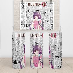 anime tumbler,anime skinny tumbler,english manga tumbler,anime and symbolic animals tumbler