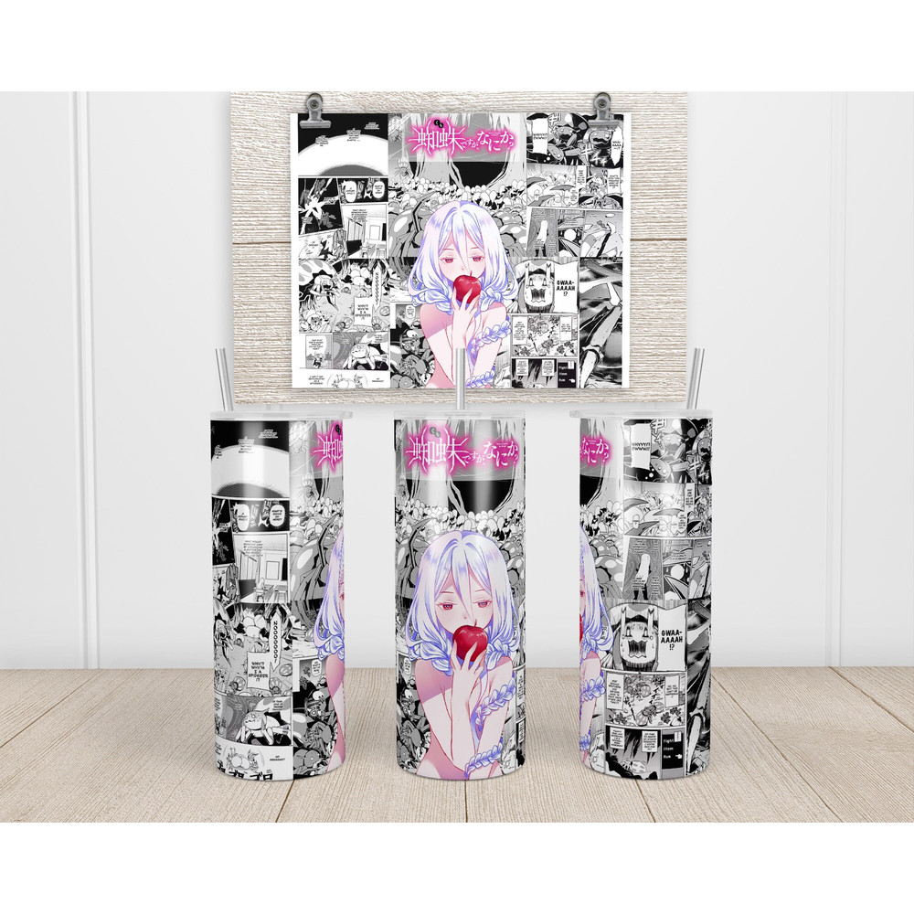 Anime Tumbler,Anime Skinny tumbler,English Manga Tumbler,Anime and Symbolic Flowers Tumbler.png