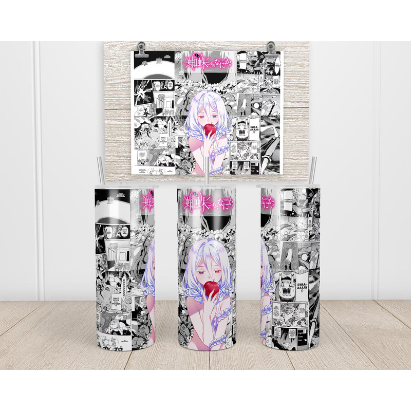 Anime Tumbler,Anime Skinny tumbler,English Manga Tumbler,Anime and Symbolic Flowers Tumbler.png