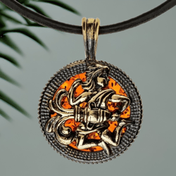 Aquarius Pendant Necklace Men's Jewelry Round Coin Brutal Gold Black Amber Pendant Aquarius Zodiac Gift Best Friend Men