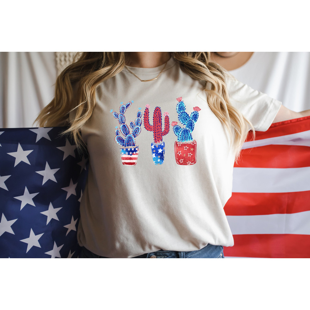4th of July Cactus Shirt, 4th of July Plant, Happy 4th of July, 4th of July Gift, Independence Day, Howdy 4th of July, Western Patriotic Tee - 2.jpg