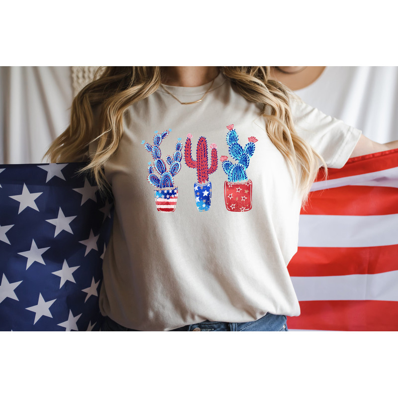 4th of July Cactus Shirt, 4th of July Plant, Happy 4th of July, 4th of July Gift, Independence Day, Howdy 4th of July, Western Patriotic Tee - 2.jpg