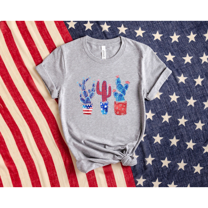 4th of July Cactus Shirt, 4th of July Plant, Happy 4th of July, 4th of July Gift, Independence Day, Howdy 4th of July, Western Patriotic Tee - 3.jpg