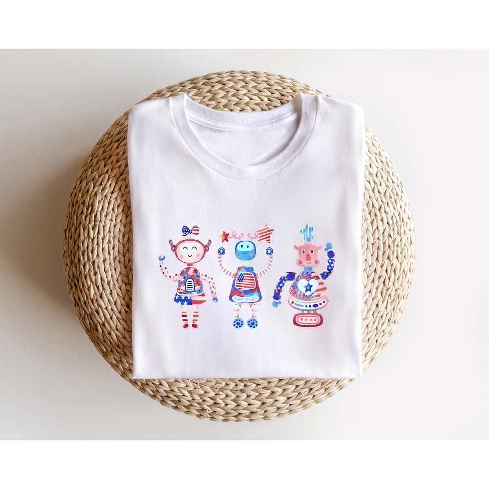 4th of July Robot Shirt, Patriotic Robot Shirt, Happy 4th of July Shirt, God Bless America, Independence Day Tee, Aesthetic Robot Sweatshirt - 2.jpg