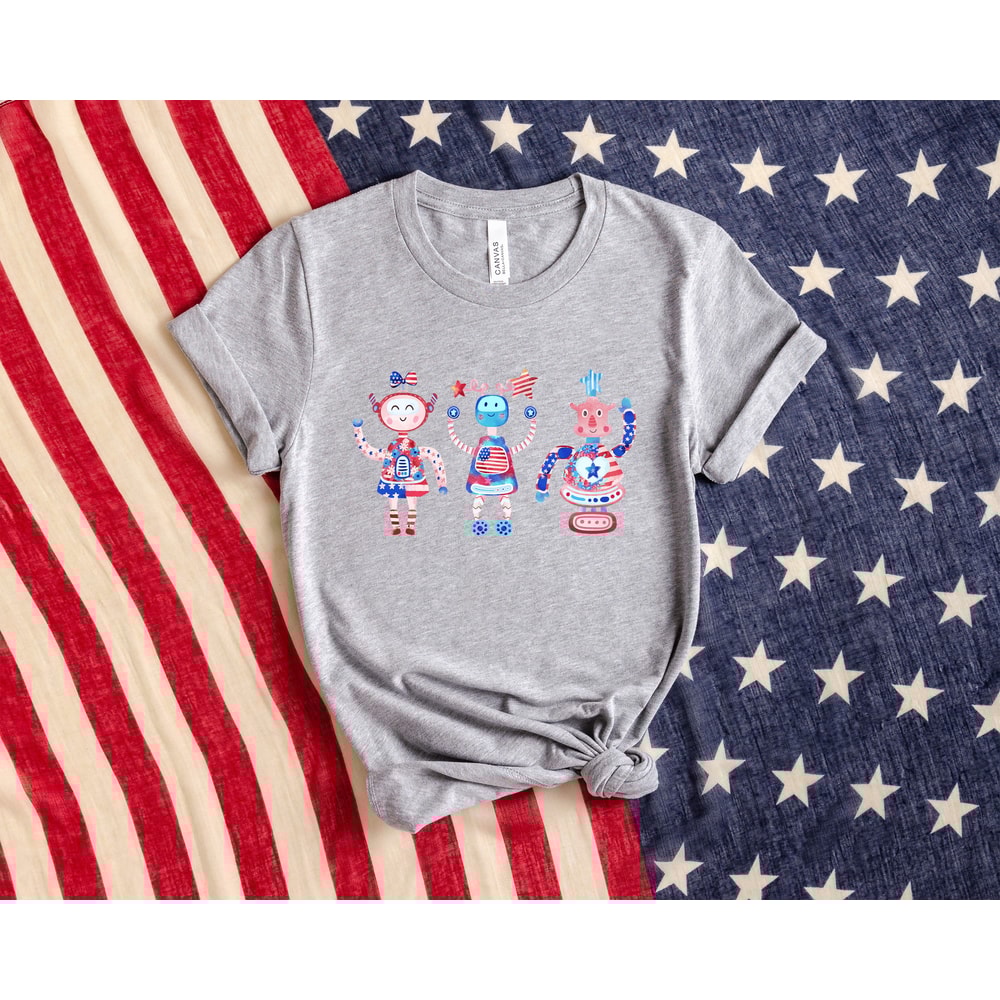 4th of July Robot Shirt, Patriotic Robot Shirt, Happy 4th of July Shirt, God Bless America, Independence Day Tee, Aesthetic Robot Sweatshirt - 3.jpg