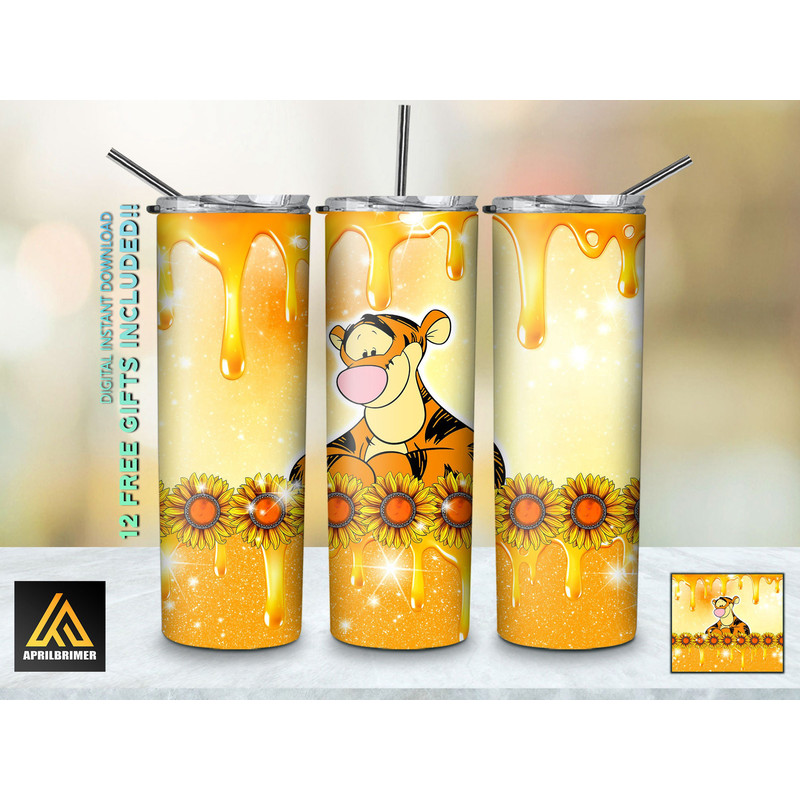 Tigger Sublimation Tumbler, Tigger Skinny Tumbler, Cartoon Tumbler.jpg