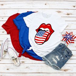 american flag lips shirt, patriotic day shirt, usa lips shirt, lips american flag shi