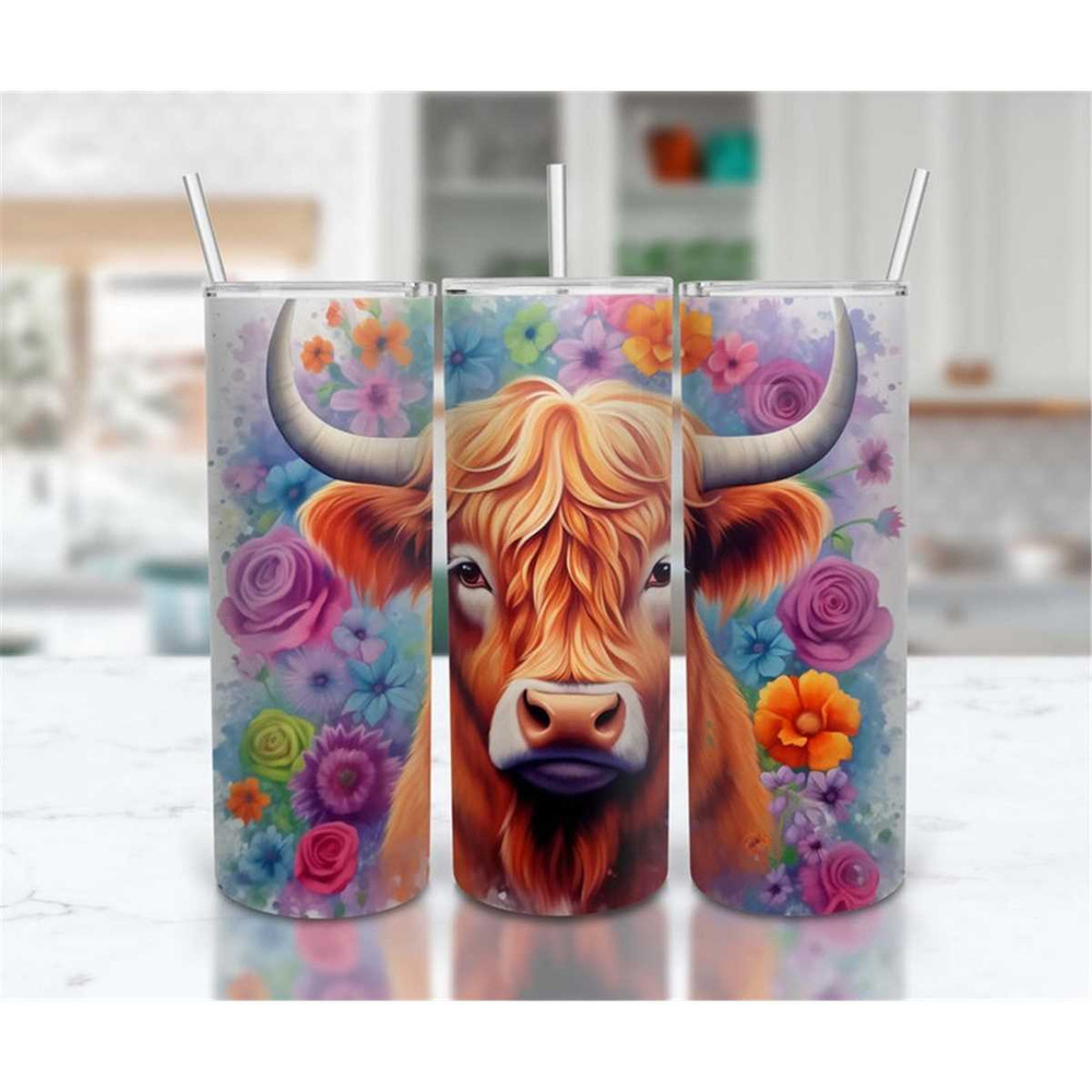 MR-2662023101852-colorful-flower-highland-cow-20-oz-skinny-tumbler-sublimation-image-1.jpg