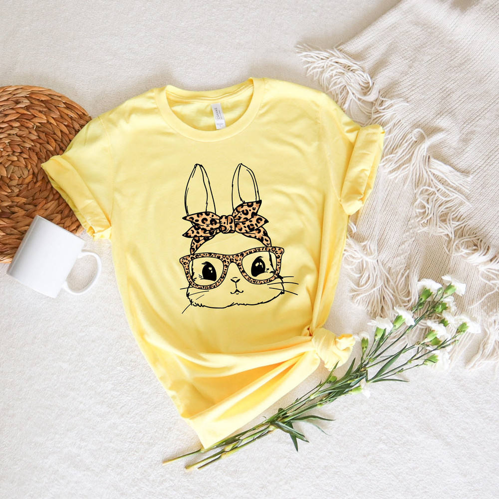 Bunny With Leopard Glasses Tshirt,Easter Shirt,Ladies Easter Bunny Tshirt,Easter Bunny Shirt,Leopard Print Easter Shirts,Kids Easter Tshirts - 1.jpg
