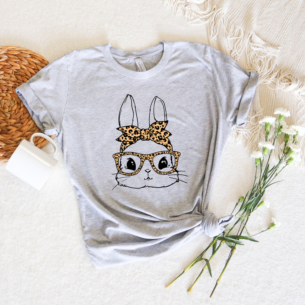 Bunny With Leopard Glasses Tshirt,Easter Shirt,Ladies Easter Bunny Tshirt,Easter Bunny Shirt,Leopard Print Easter Shirts,Kids Easter Tshirts - 2.jpg