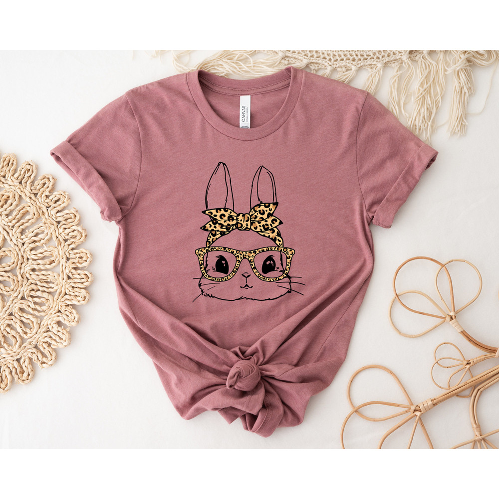 Bunny With Leopard Glasses Tshirt,Easter Shirt,Ladies Easter Bunny Tshirt,Easter Bunny Shirt,Leopard Print Easter Shirts,Kids Easter Tshirts - 3.jpg