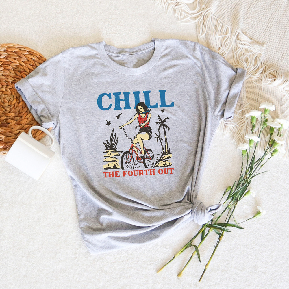Chill The Fourth Out Tee, Preppy Aesthetic 4th Of July Shirt, Happy 4th Of July, Funny 4th Of July, Family Matching Patriotic Tee, USA Gift - 1.jpg