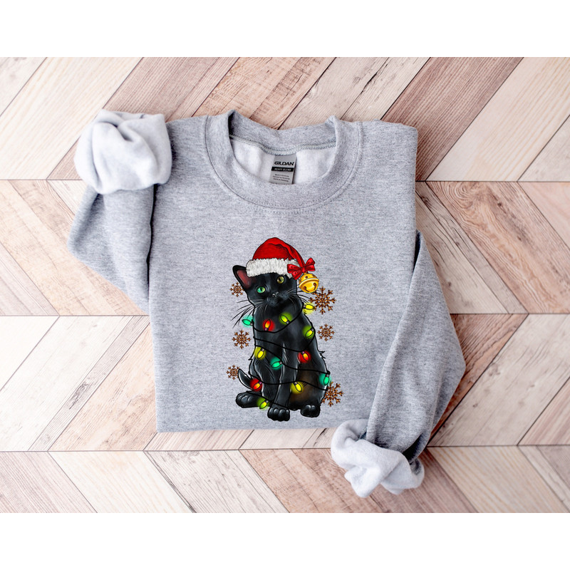 Christmas Black Cat Sweatshirt,Christmas Lights Cat Sweater,Cat Lover Xmas Shirt,Funny Christmas Shirt,Santa Cat Sweater,Christmas Gift Tee - 1.jpg