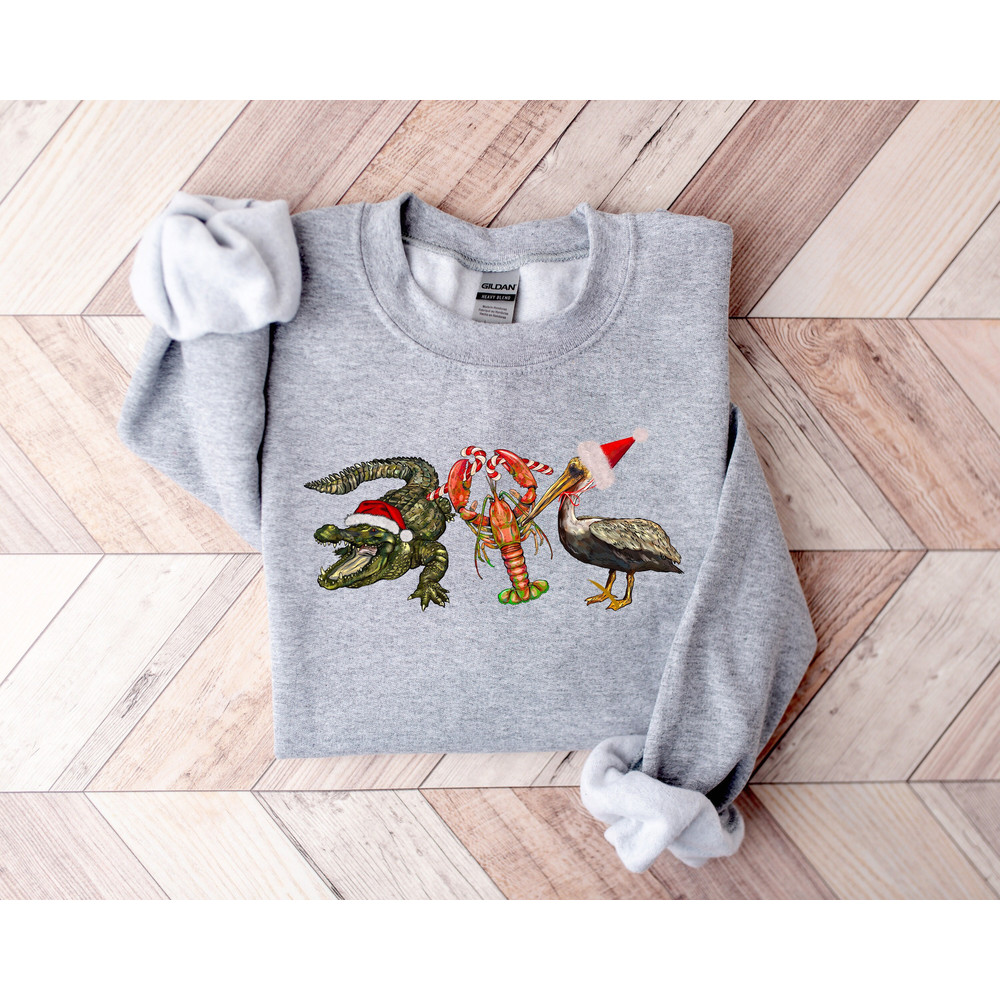 Christmas Sweater,Christmas Crewneck,Christmas Zoo Animals Shirt,Christmas Alligator Shirt,Christmas Crawfish Sweater,Funny Christmas Gift - 1.jpg