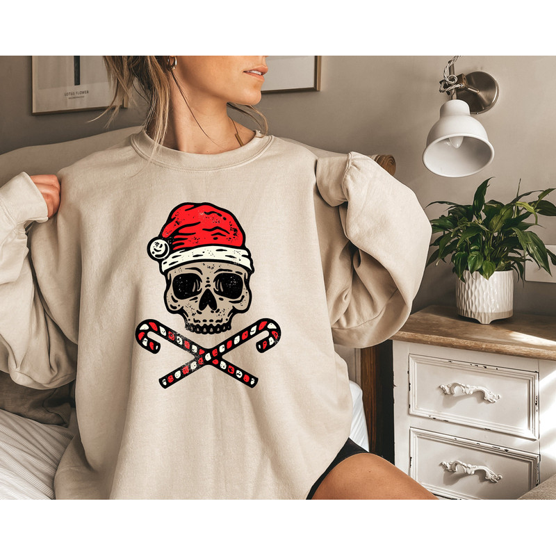 Christmas Sweatshirt,Christmas Skeleton Shirt,Skull Cane Sweater,Merry Skull Shirt,Skeleton Christmas Shirt,Christmas Gift,Funny Christmas - 1.jpg