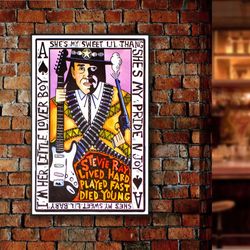 stevie ray vaughan poster, searing blues brilliance poster, blues rock poster, singer poster, music poster, wall art