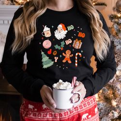 christmas sweatshirt,cute christmas sweater,christmas doodles sweatshirt,merry christ