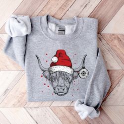 christmas sweatshirt,cute cow christmas sweatshirt,2022 merry christmas,santa cow shi