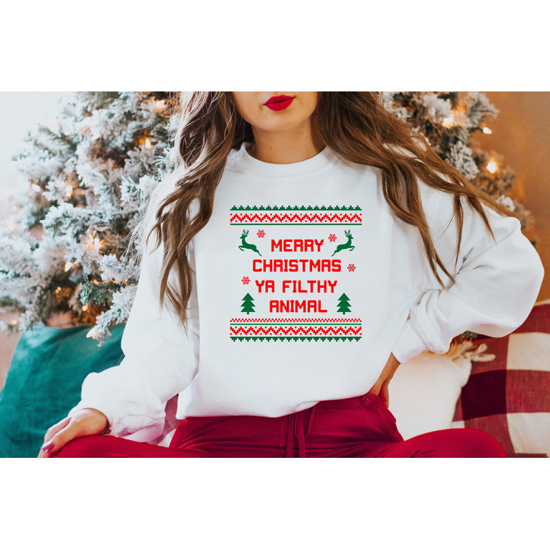 Christmas Sweatshirt,Cute Women Christmas Sweater,Merry Christmas Ya Filthy Animal Shirt,Women Sweatshirt,Cristmas Crewneck,Christmas Gift - 2.jpg