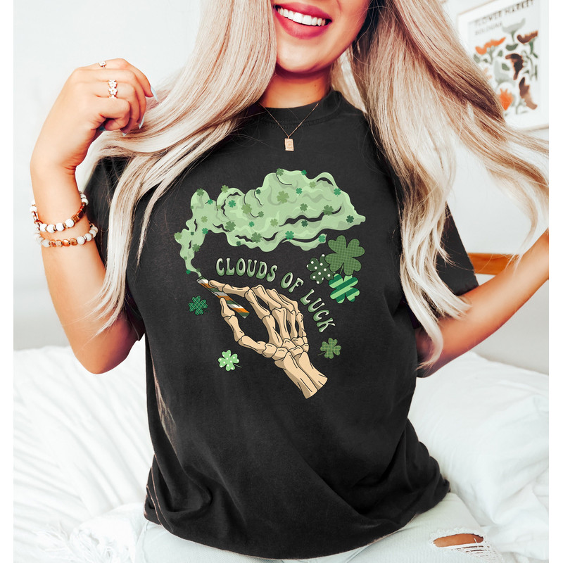 Clouds Of Luck Shirt,Skeleton St Patricks Day,Vintage Retro St Patricks Day Shirt,Womens St Patrick,Lucky Shamrock Sweatshirt,Gift For Irish - 1.jpg