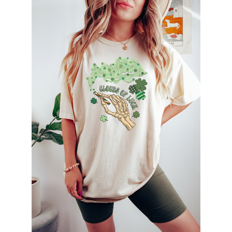 Clouds Of Luck Shirt,Skeleton St Patricks Day,Vintage Retro St Patricks Day Shirt,Womens St Patrick,Lucky Shamrock Sweatshirt,Gift For Irish - 2.jpg