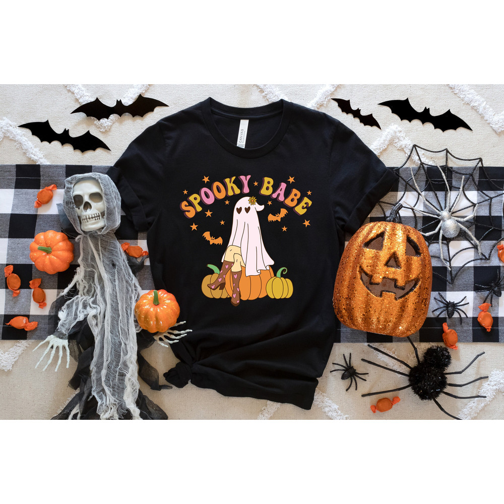 Colorful Spooky Sexy Babe Shirt,Sexy Spooky Babe Shirt,Colorful Halloween Shirt,2022 Happy Halloween Shirt,Pumpkin Ghost Tee,Halloween Gift - 1.jpg