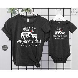 our first mother's day together shirt, matching baby and mom outfit, custom baby bodysuit personalized mother's day shir
