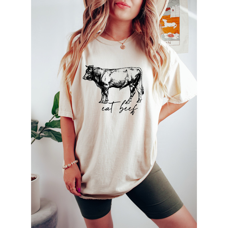 Cow Shirt, Eat Beef Shirt, Farm Animal Shirt, Cottage Core Cow Shirt, Country Girl Shirt, Retro Vintage Western Tee, Cow Beef Tee, Woman Tee - 1.jpg