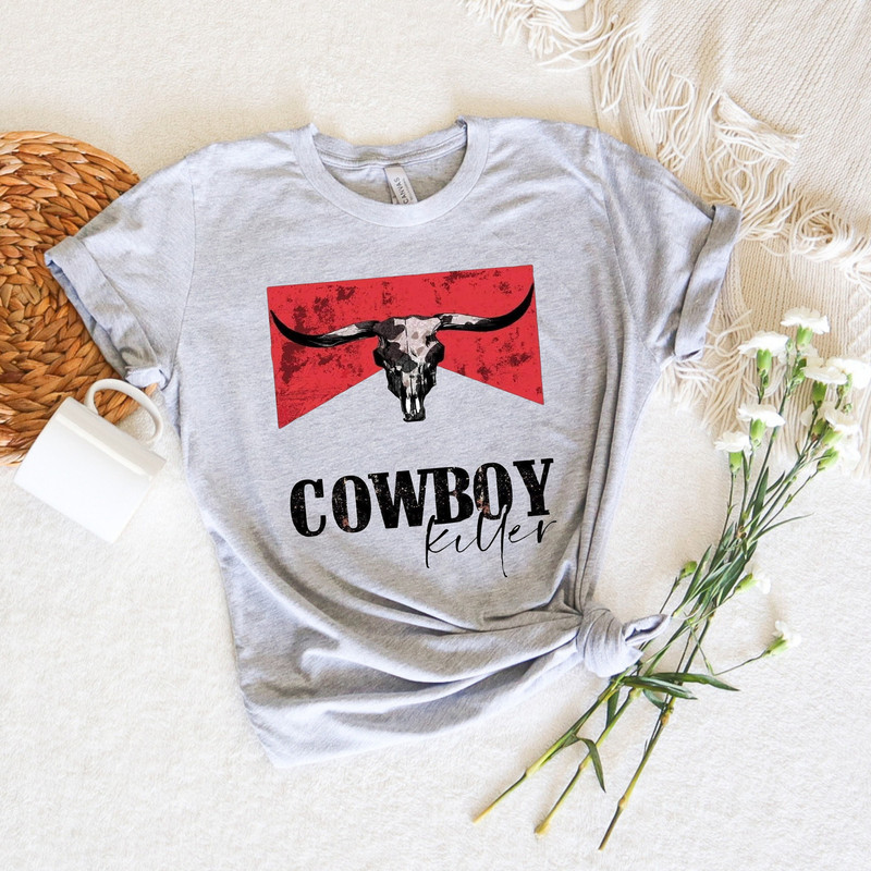 Cowboy Killer Shirt,Rodeo Sweatshirt,Vintage Rodeo Tshirt,Western Graphic Tee,Comfort Retro Garment Dyed, Boho,Bull Head Shirt,Cowgirl Shirt - 1.jpg