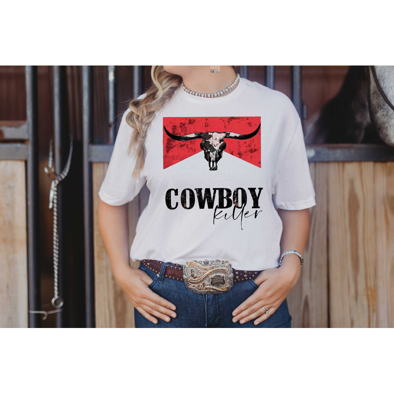 Cowboy Killer Shirt,Rodeo Sweatshirt,Vintage Rodeo Tshirt,Western Graphic Tee,Comfort Retro Garment Dyed, Boho,Bull Head Shirt,Cowgirl Shirt - 2.jpg