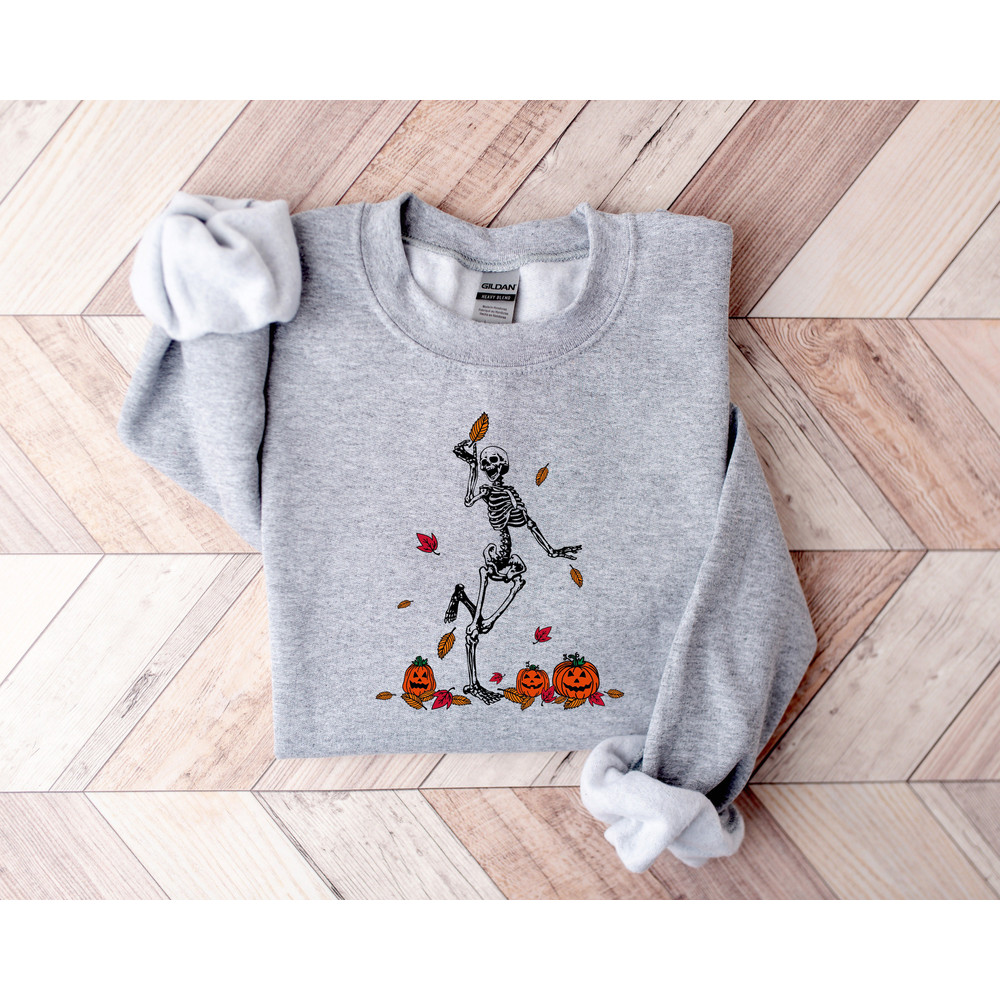 Dancing Skeleton Sweatshirt,2022 Pumpkin Sweatshirt,Skeleton And Pumpkin Sweatshirt For Halloween,Fall Sweatshirt,Funny Halloween Sweatshirt - 3.jpg