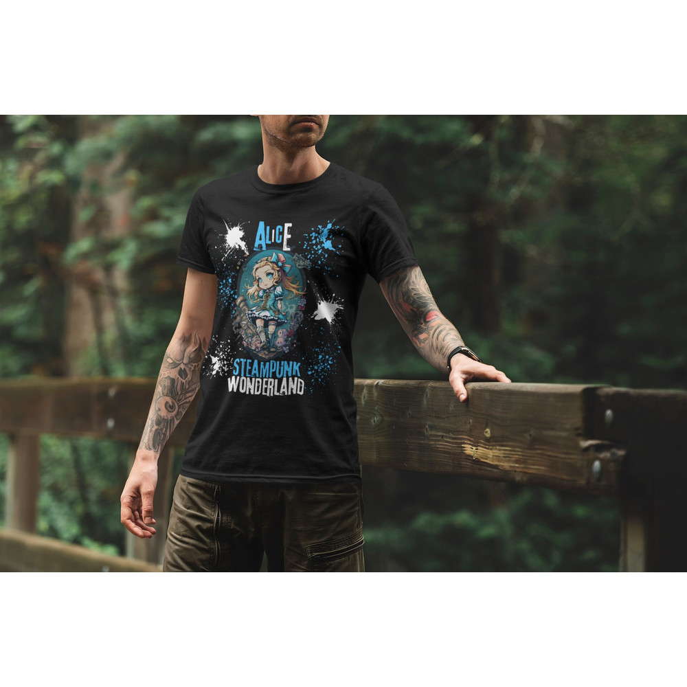 Alice Steampunk Wonderland Shirt, Alice Shirt, Steampunk T Shirt, Anime Style Shirt, Digital Art Shirt, Wonderland Shirt, Crazy Shirt - 2.jpg