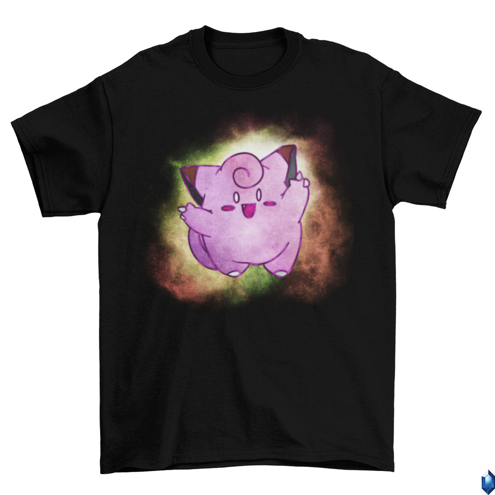 Clefairy Galaxy Background T-Shirt Unisex Cotton TV Sizes Video Game Anime New 2022 - 1.jpg
