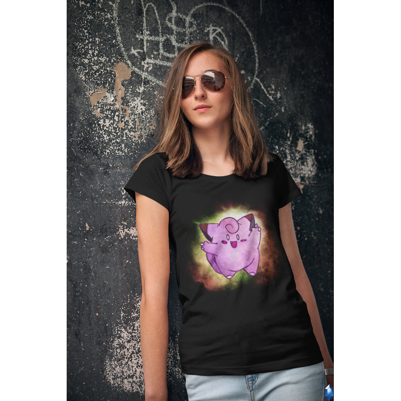 Clefairy Galaxy Background T-Shirt Unisex Cotton TV Sizes Video Game Anime New 2022 - 2.jpg
