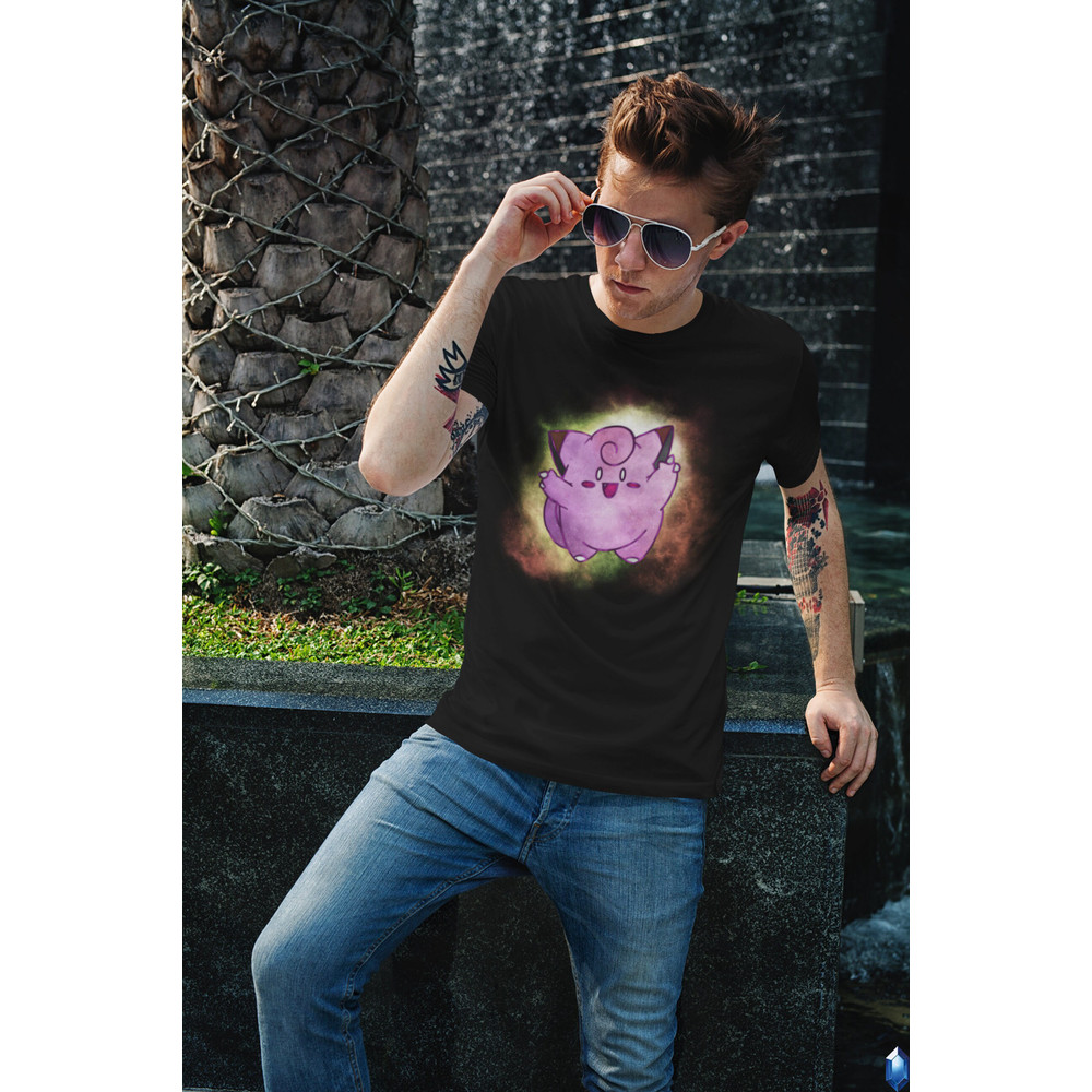 Clefairy Galaxy Background T-Shirt Unisex Cotton TV Sizes Video Game Anime New 2022 - 3.jpg