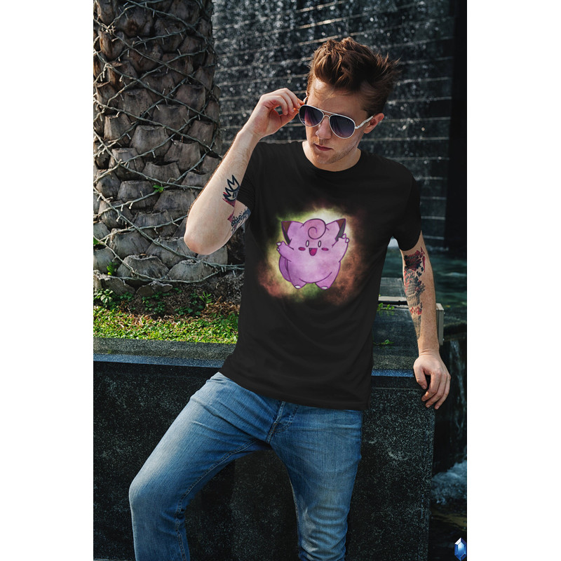 Clefairy Galaxy Background T-Shirt Unisex Cotton TV Sizes Video Game Anime New 2022 - 3.jpg