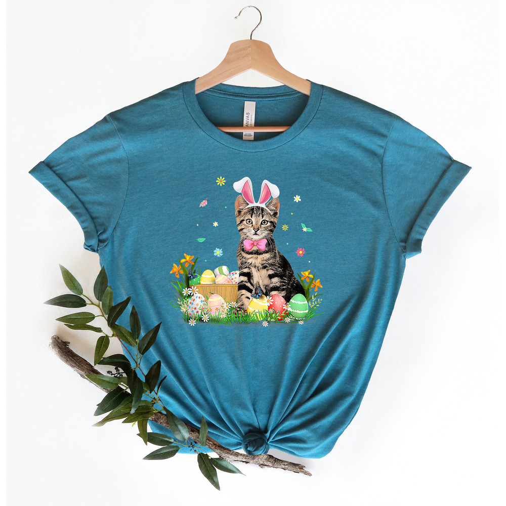 Easter Cat Tshirt, Bunny Ears Cat Tee, Cat Sweatshirt, Bunny Lover Gifts, Toddler Easter Tshirt, Unisex Easter Outfit, Cute Easter Crewneck - 2.jpg