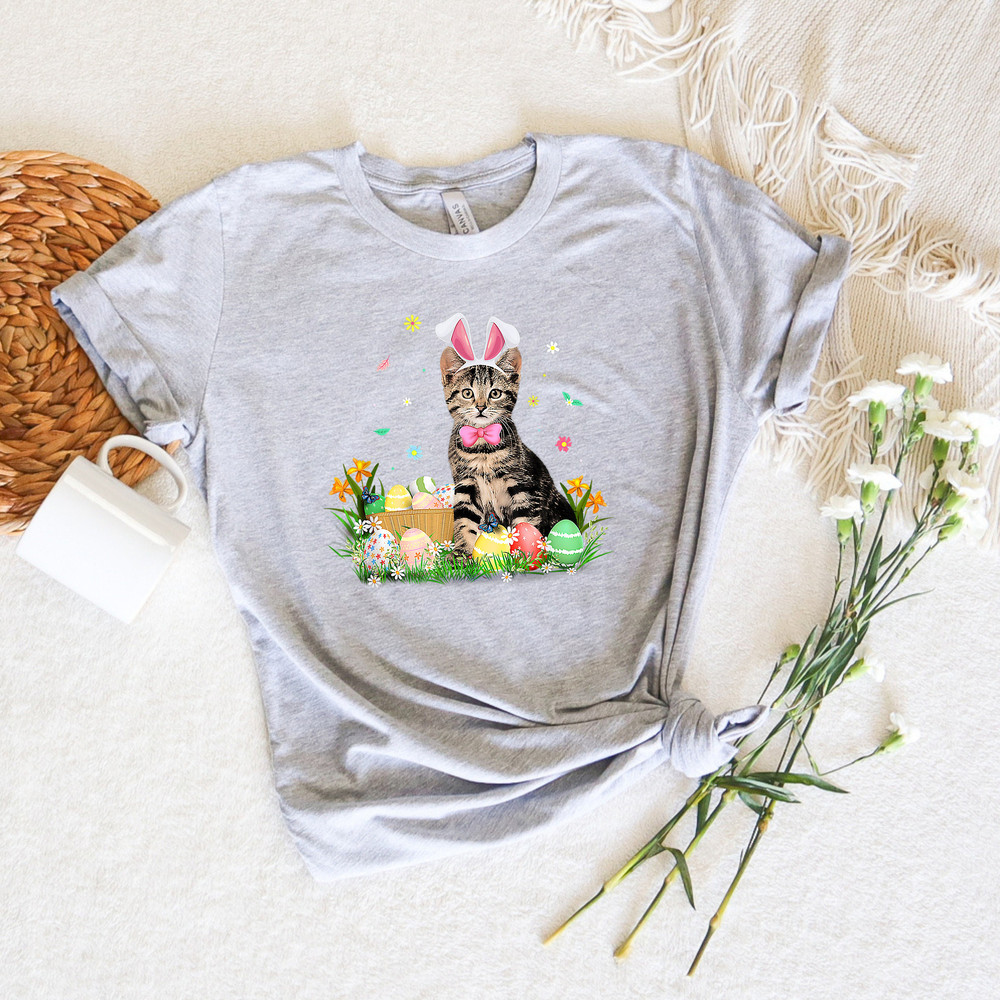 Easter Cat Tshirt, Bunny Ears Cat Tee, Cat Sweatshirt, Bunny Lover Gifts, Toddler Easter Tshirt, Unisex Easter Outfit, Cute Easter Crewneck - 3.jpg