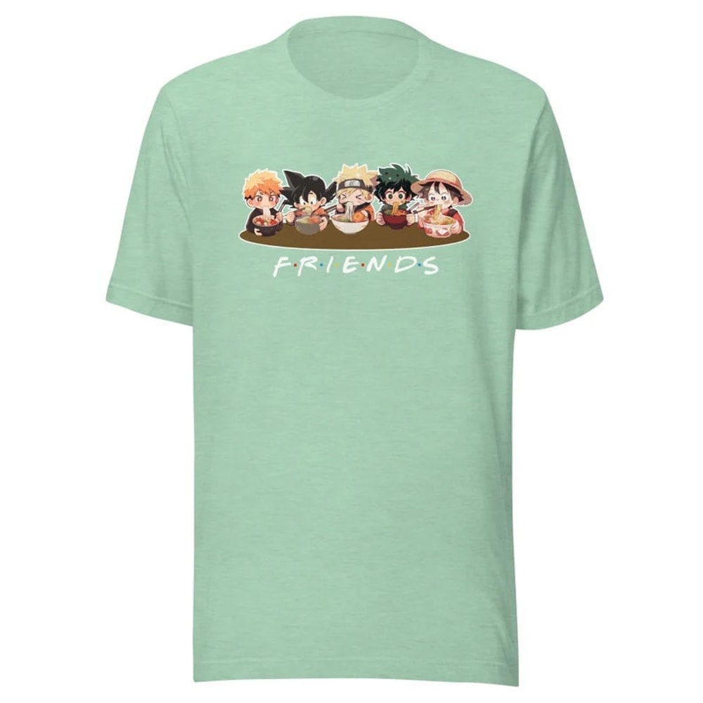 Friends Kawaii Ramen T-Shirt (featuring Ichigo, Goku, Naruto, Midoriya, Luffy), Anime Vintage 90s T-shirt, Anime Graphic Tee, Gifts For Fan - 4.jpg