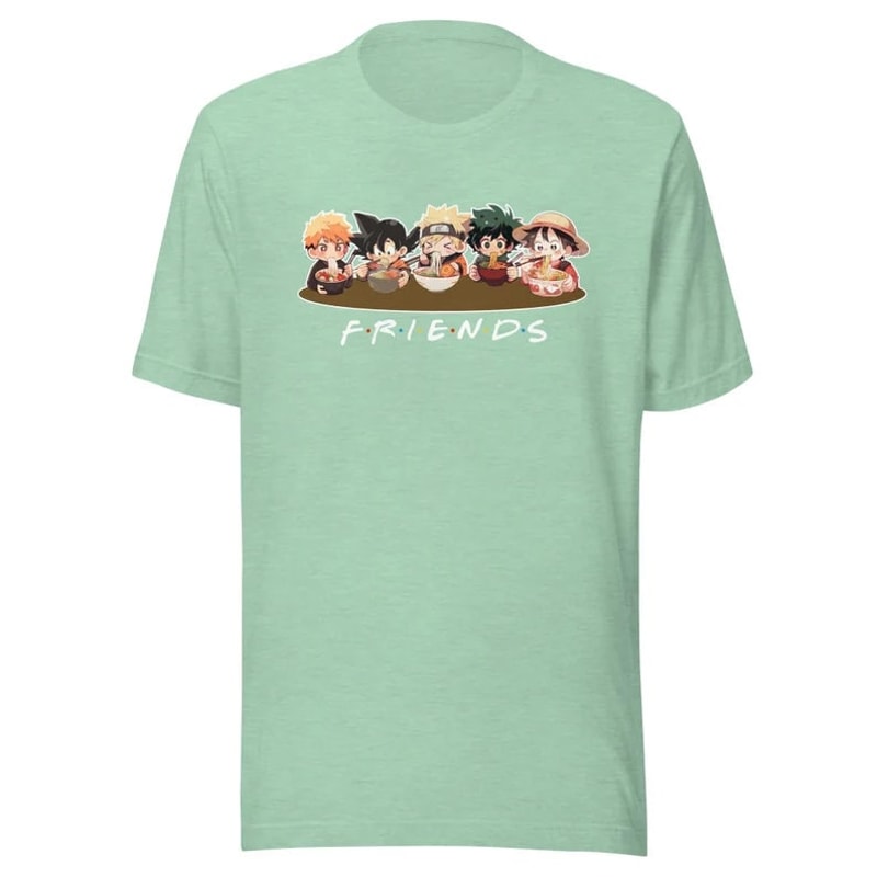 Friends Kawaii Ramen T-Shirt (featuring Ichigo, Goku, Naruto, Midoriya, Luffy), Anime Vintage 90s T-shirt, Anime Graphic Tee, Gifts For Fan - 4.jpg