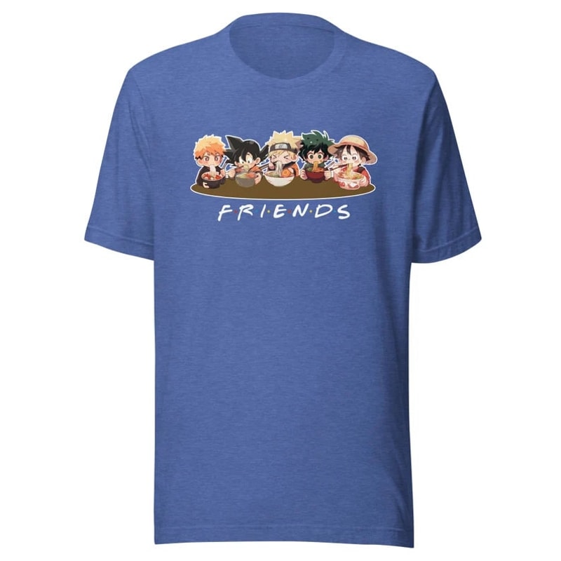 Friends Kawaii Ramen T-Shirt (featuring Ichigo, Goku, Naruto, Midoriya, Luffy), Anime Vintage 90s T-shirt, Anime Graphic Tee, Gifts For Fan - 5.jpg